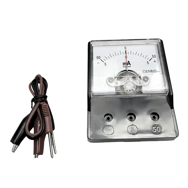 Folkeskole milliammeter jævnstrøm:-5mA-0-5mA / -50mA-0-50mA