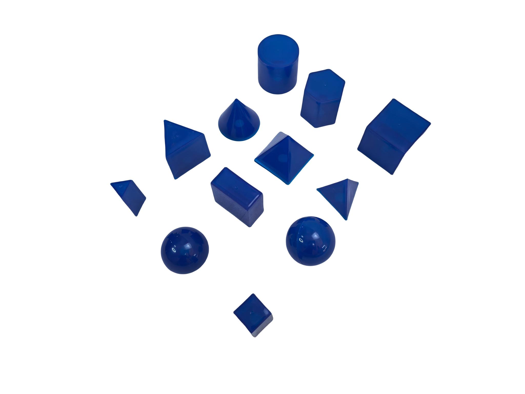 12 stykke transparent 3D geometrisk solid modelsæt